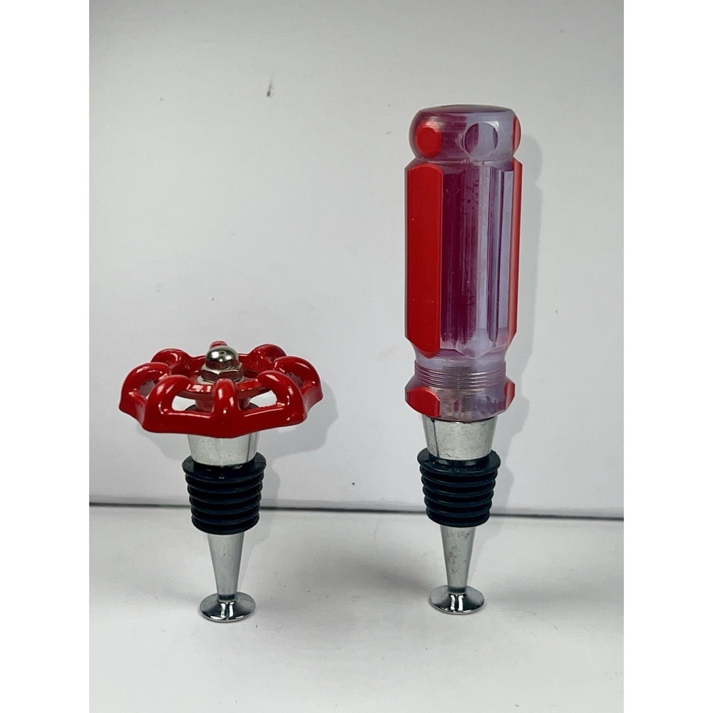 Novelty Wine Bottle Stoppers Faucet Valve & Screwdriver Handle Barware Set